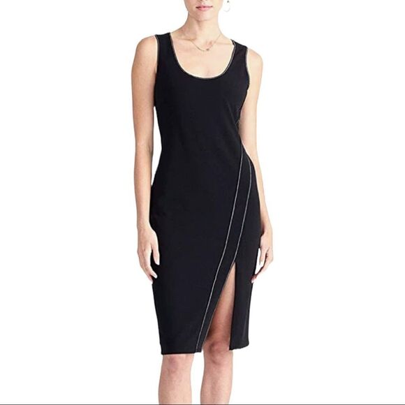 NEW Rachel Roy Midi Sheath Dress Black Sleeveless Contrast Stitching Sz M - Picture 7 of 16